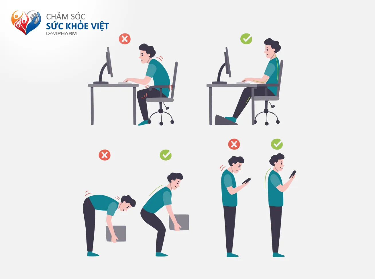 Điều chỉnh tư thế khi ngồi và mang vác nặng để phòng ngừa đau thắt lưng ở người trẻ - Nguồn: Freepik