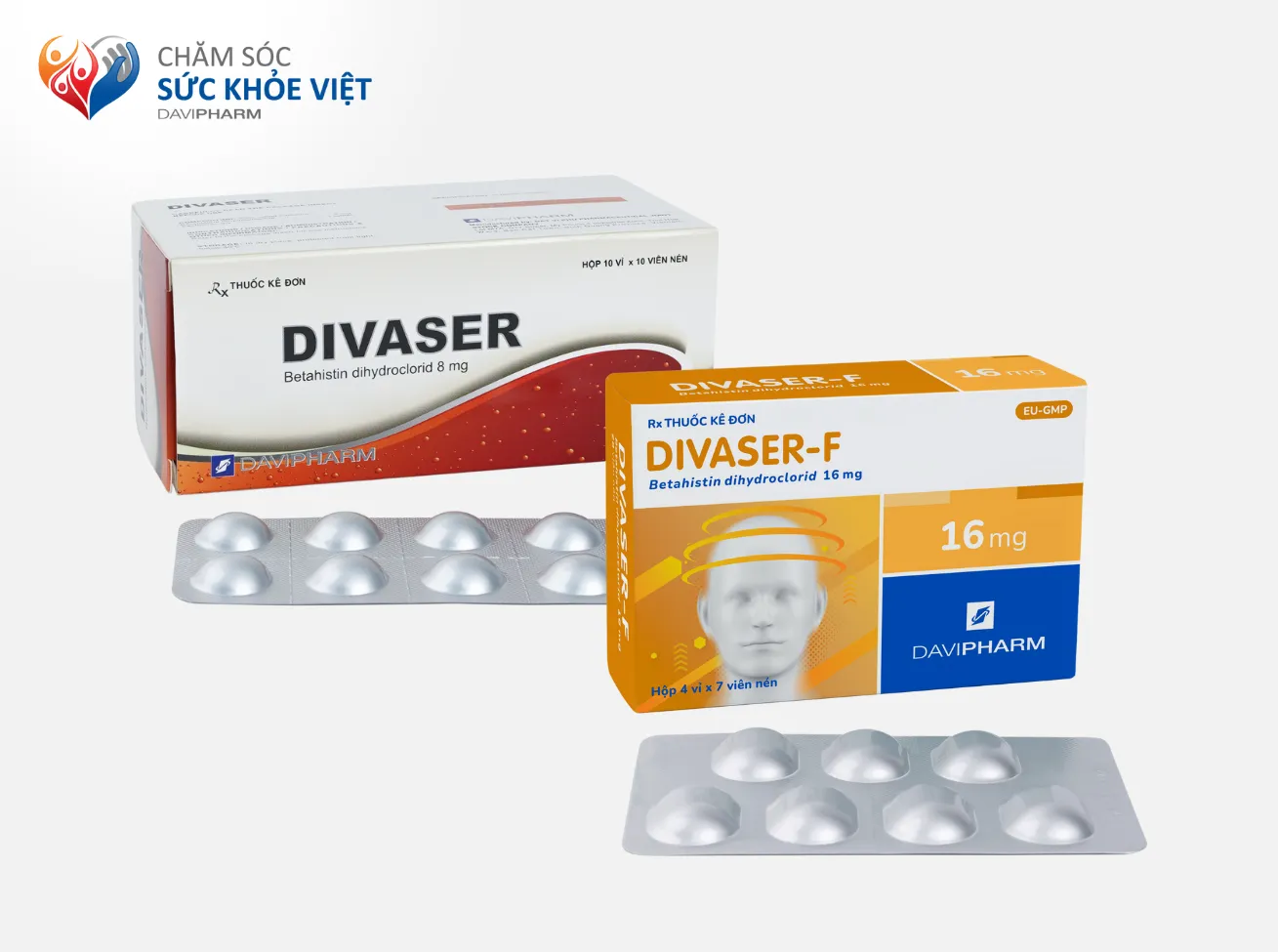 Hình 1: Betahistin (Divaser/ Divaser-F) là sản phẩm được sản xuất bởi Davipharm – Nhà sản xuất đạt tiêu chuẩn Châu Âu