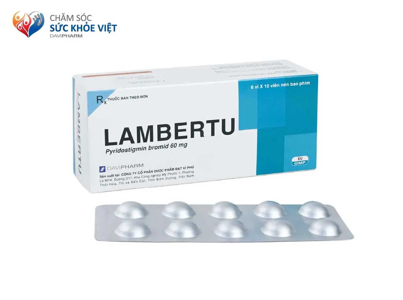 Lambertu (pyridostigmin) là sản phẩm được sản xuất bởi Davipharm – Nhà sản xuất đạt tiêu chuẩn Châu Âu
