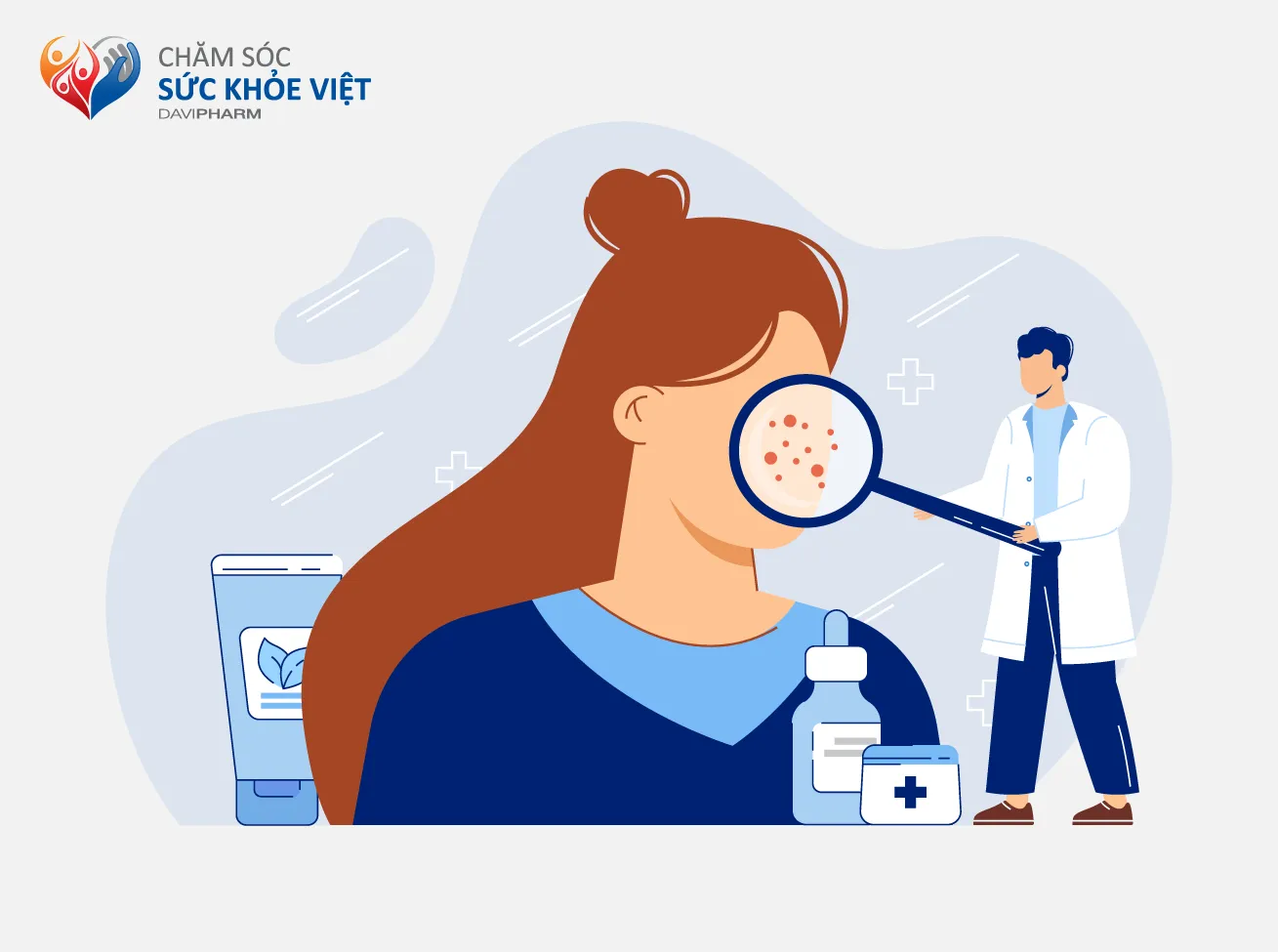 Nổi mày đay do dị ứng mỹ phẩm.
