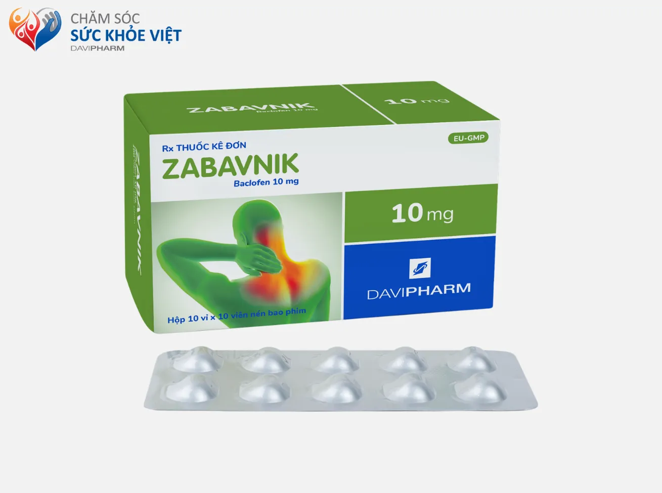 Sản phẩm ZABAVNIK chứa hoạt chất baclofen 10mg – thuốc điều trị các bệnh lý co thắt cơ.