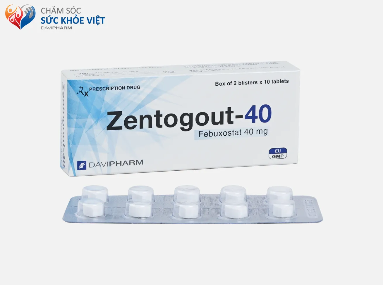 Sản phẩm ZENTOGOUT-40 chứa hoạt chất febuxostat – thuốc điều trị bệnh gút.
