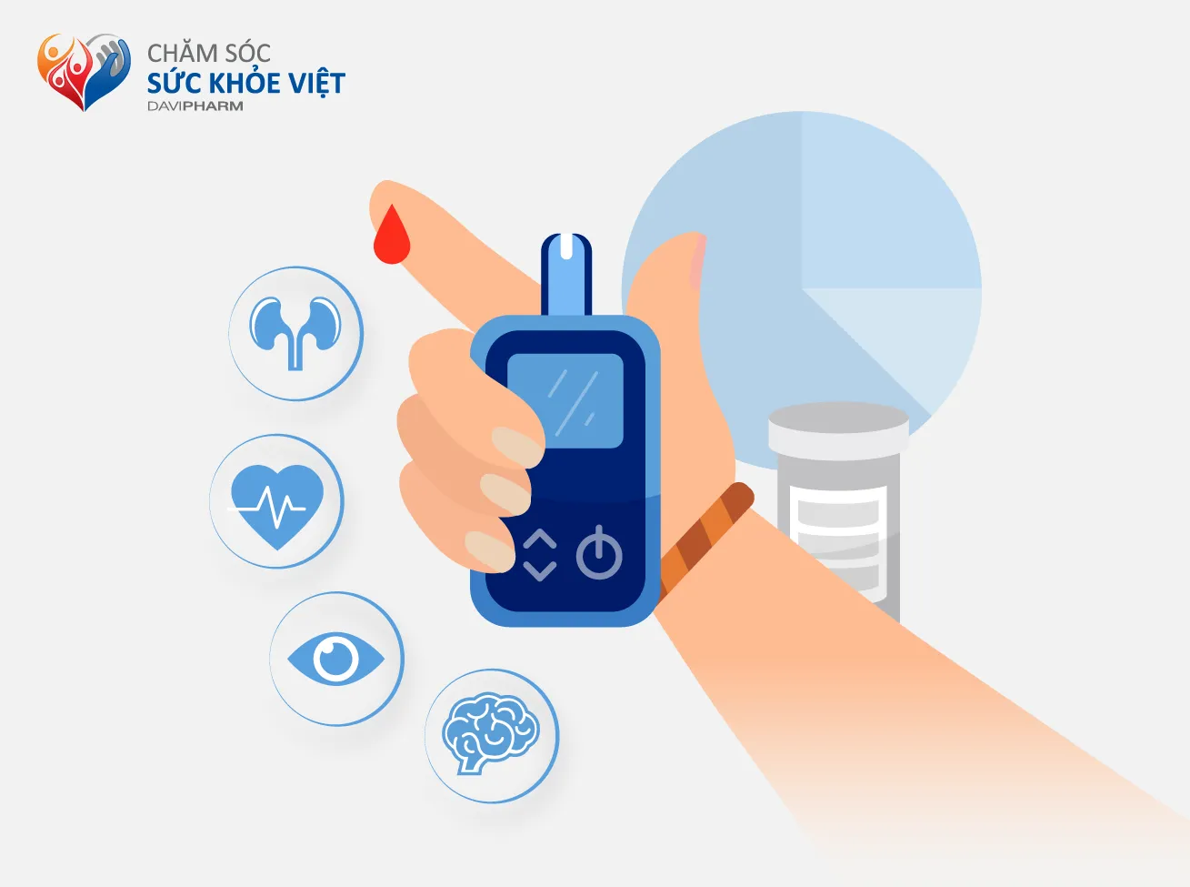 Đái tháo đường có thể gây ra nhiều biến chứng trên tim, thận, mắt, mạch máu